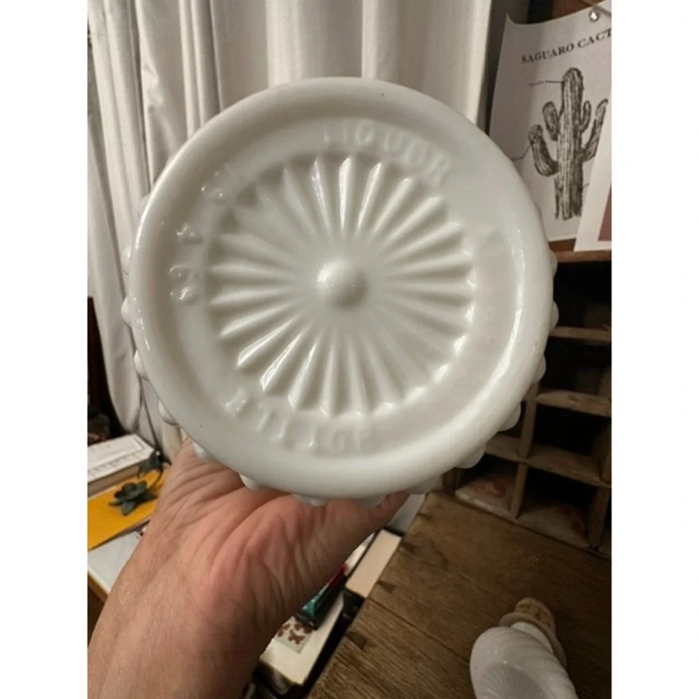 Vintage Jim Beam White Milk Glass Liquor Decanter